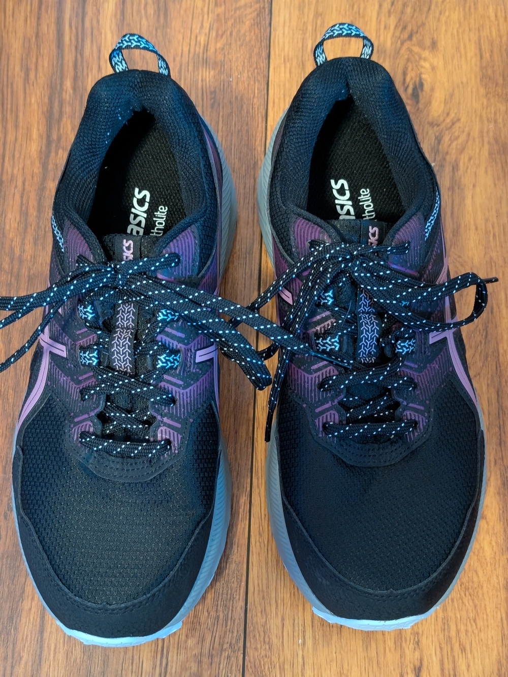 ASICS Women's Black Athletic Sneakers with Purple Accents